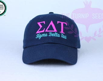 Sigma Delta Tau Sorority Baseball Cap - Custom Color Hat and Embroidery.