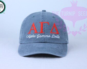 Alpha Gamma Delta Sorority Baseball Cap - Custom Color Hat and Embroidery.