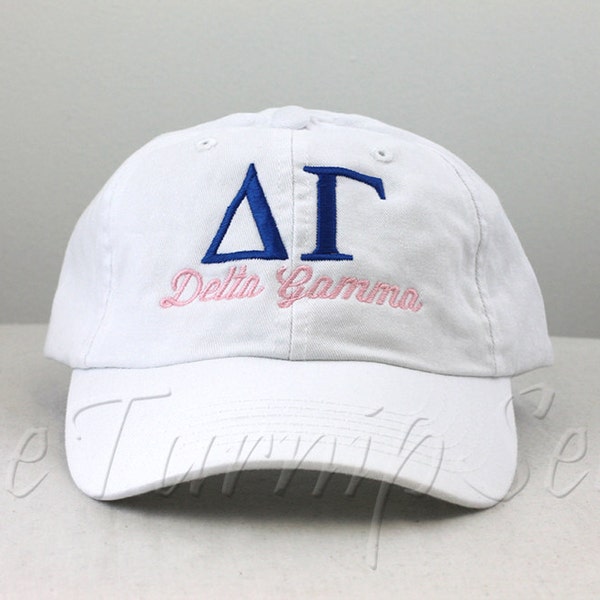 Delta Gamma Sorority Baseball Cap - Custom Color Hat and Embroidery.