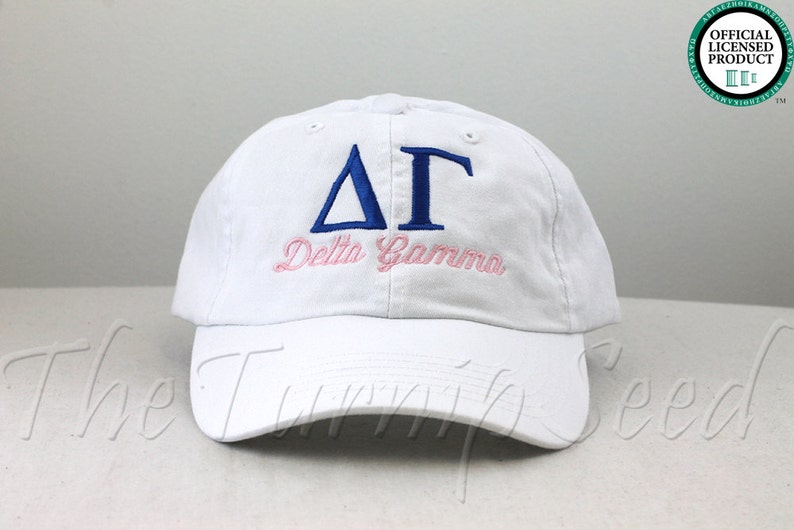 Delta Gamma Sorority Baseball Cap Custom Color Hat and Embroidery. image 1