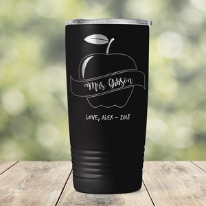 Personalized Teacher Gift with Name, Apple, and Date Engraved Vacuum Insulated Coffee Tumbler with Lid Travel Mug - End of Year Gift ET0162