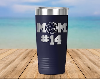 Volleyball Mom Logo - Coffee Tumbler - Engraved Vacuum Insulated Coffee Tumbler Lid Mug Gift - ET0223