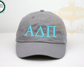 Alpha Delta Pi Greek Only Sorority Baseball Cap - Custom Color Hat and Embroidery.