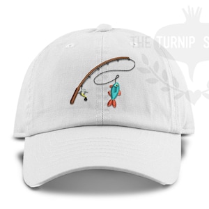 TODDLER Fishing Pole Unstructured Low Profile Baseball Cap - Dad hat - Custom Color Hat and Embroidery.