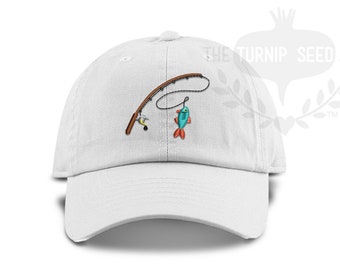 TODDLER Fishing Pole Unstructured Low Profile Baseball Cap - Dad hat - Custom Color Hat and Embroidery.