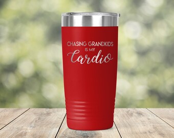 Chasing Grandkids is my Cardio Engraved Vacuum Insulated Coffee Tumbler with Lid Travel Mug Grandma Grandpa Gift - ET0173