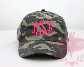 Ladies' Monogram Baseball Cap - Custom Color Hat and Embroidery- Camo, Camouflage