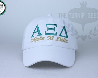 Alpha Xi Delta Sorority Baseball Cap - Custom Color Hat and Embroidery.