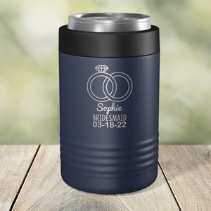 Wedding Party Gift - Personalized Design Can Cooler - Engraved Vacuum Insulated - 12 oz 16 oz Can or Bottle - ECC0010