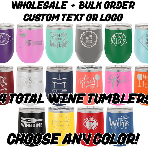 12 oz Wine Travel Mug - Wholesale / Bulk Order - Pick Your Color - 24 Total Cups