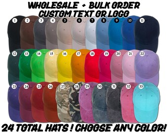 Bulk Adult Hats - Logo or Monogram Baseball Caps - Unisex Sizing - Custom Personalized Embroidered Hat