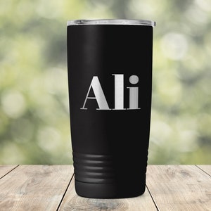 Personalized Custom Name or Text Engraved Vacuum Insulated Coffee Tumbler with Lid Travel Mug - Briedsmaid Bridal Shower Cup Gift - ETAli