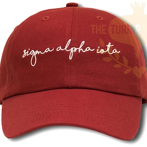 Sigma Alpha Iota Handwriting Script Sorority Baseball Cap - Custom Color Hat and Embroidery