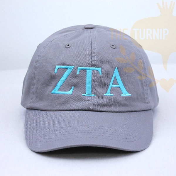 Zeta Tau Alpha Greek Only Sorority Baseball Cap - Custom Color Hat and Embroidery.