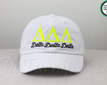 Delta Delta Delta Sorority Baseball Cap - Custom Color Hat and Embroidery.