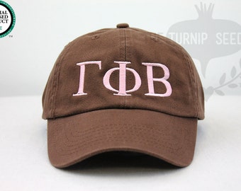 Gamma Phi Beta Greek Only Sorority Baseball Cap - Custom Color Hat and Embroidery.