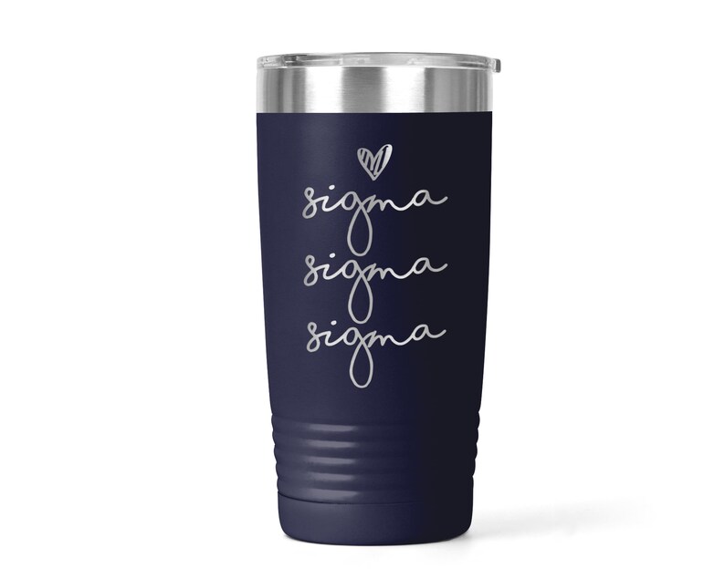Sigma Sigma Sigma Sorority Handwriting Script Engraved Vacuum Insulated Coffee Tumbler with Lid Travel Mug Big Little new member Gift ET0074 image 5