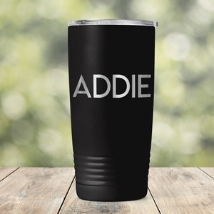 Personalized Custom Name or Text Engraved Vacuum Insulated Coffee Tumbler with Lid Travel Mug - Briedsmaid Bridal Shower Cup Gift - ETAddie