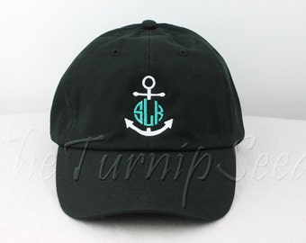 Ladies' Monogram Baseball Cap - Anchor Monogram - Custom Color Hat and Embroidery.