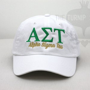 Alpha Sigma Tau Sorority Baseball Cap - Custom Color Hat and Embroidery.