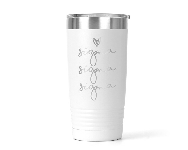 Sigma Sigma Sigma Sorority Handwriting Script Engraved Vacuum Insulated Coffee Tumbler with Lid Travel Mug Big Little new member Gift ET0074 image 9