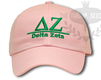 Delta Zeta Sorority Baseball Cap - Custom Color Hat and Embroidery.