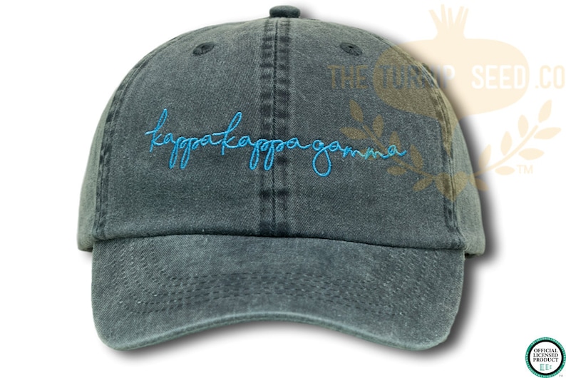 Kappa Kappa Gamma Handwriting Script Sorority Baseball Cap Custom Color Hat and Embroidery