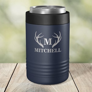 Antler Personalization - Custom Can Cooler - Engraved Vacuum Insulated - 12 oz 16 oz Can or Bottle - ECC0013