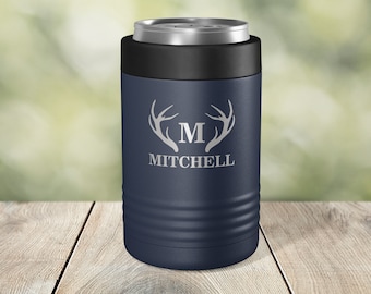 Antler Personalization - Custom Can Cooler - Engraved Vacuum Insulated - 12 oz 16 oz Can or Bottle - ECC0013