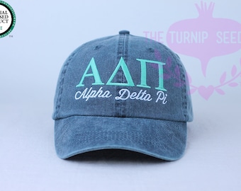 Alpha Delta Pi Sorority Baseball Cap - Custom Color Hat and Embroidery.