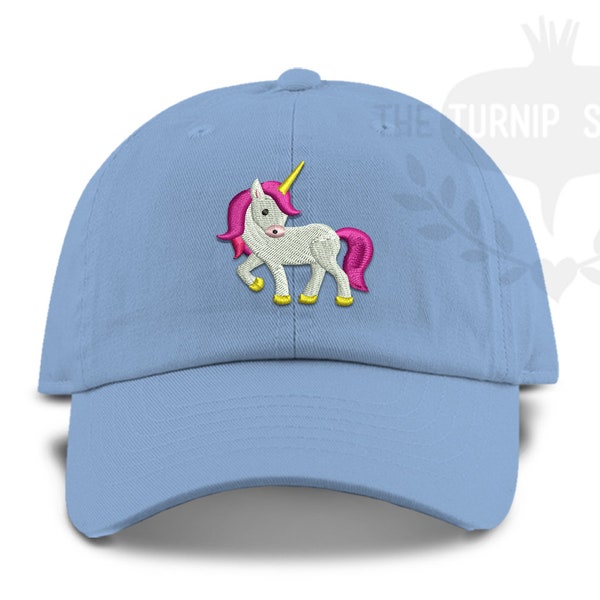 YOUTH Unicorn Cute Cheerful Spring Summer Baseball Cap - Low Profile Unstructured Hat - Custom Color Hat