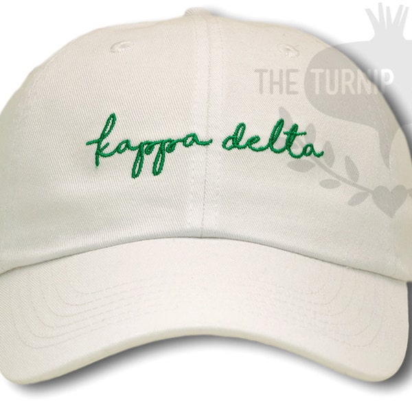 Kappa Delta Handwriting Script Sorority Baseball Cap - Custom Color Hat and Embroidery