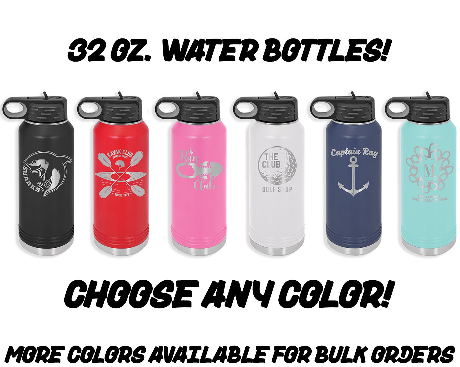 Wholesale Logo Engraved 32oz Insulated Steel Bulk Water Bottles - $17.50 —  Bulk Tumblers