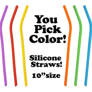 You Pick Color - Silicone Straws - 10&quot; Size - Perfect for Tumbler Cups