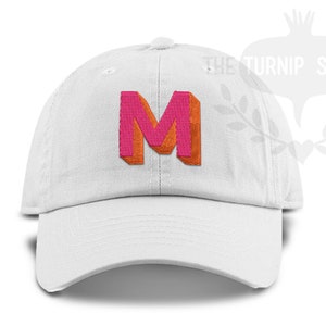 Adult Modern Shadow Initial Monogram Baseball Cap - Custom Color Hat and Embroidery.