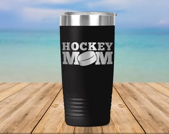 Hockey Mom Logo - Coffee Tumbler - Engraved Vacuum Insulated Coffee Tumbler Lid Mug Gift - ET0218