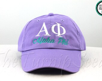 Alpha Phi Sorority Baseball Cap - Custom Color Hat and Embroidery.