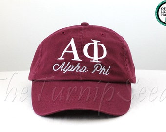 Alpha Phi Sorority Baseball Cap - Custom Color Hat and Embroidery.