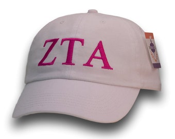 Zeta Tau Alpha Greek Only Sorority Baseball Cap - Custom Color Hat and Embroidery.