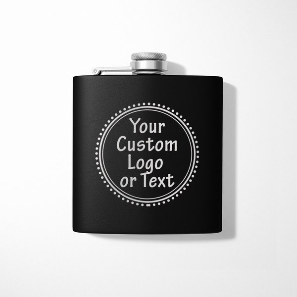 Personalized Custom Name, Image, Logo, or text Engraved Stainless Steel 6 oz Travel Flask - FSK0000