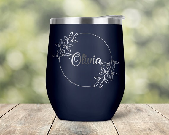 Personalized Custom Name Text With Floral Flower Circle Frame