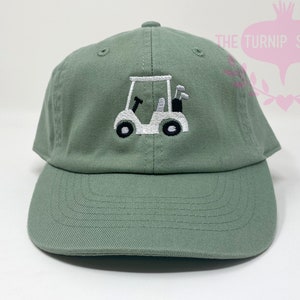 Casquette de baseball basse non structurée KIDS Golf Cart - Chapeau pour papa - Couleur de chapeau et de broderie personnalisées.
