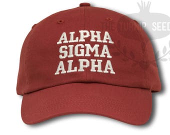 Alpha Sigma Alpha Sorority Baseball Cap - Custom Color Hat and Embroidery.