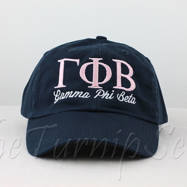 Gamma Phi Beta Sorority Baseball Cap - Custom Color Hat and Embroidery.