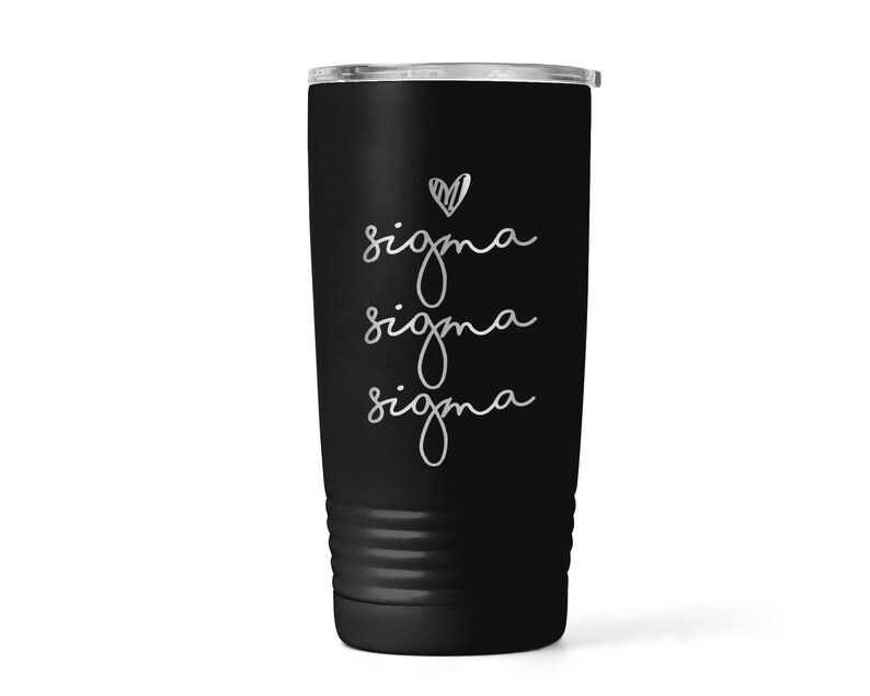 Sigma Sigma Sigma Sorority Handwriting Script Engraved Vacuum Insulated Coffee Tumbler with Lid Travel Mug Big Little new member Gift ET0074 image 4