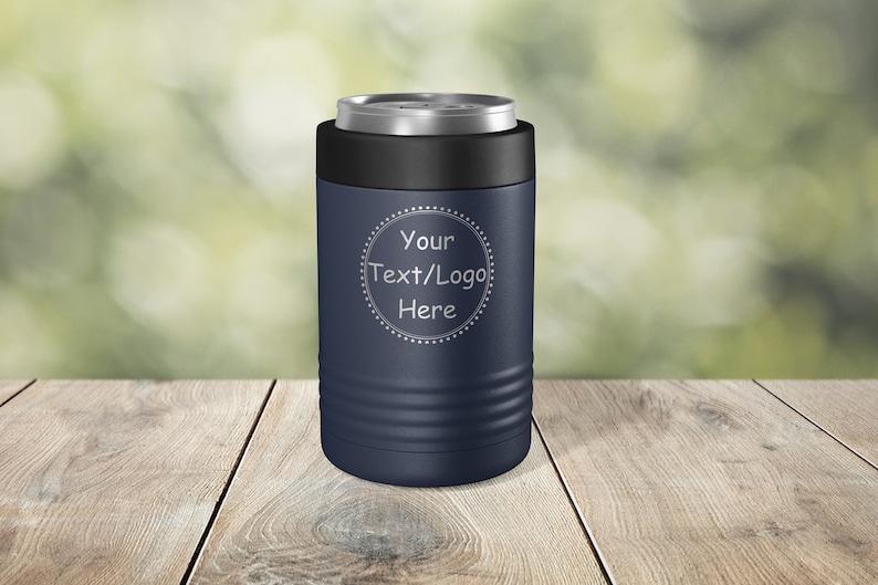 Custom Image, Logo, or text Engraved Vacuum Insulated - 12 oz 16 oz Can or Bottle - ECC0000 