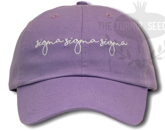 Sigma Sigma Sigma Handwriting Script Sorority Baseball Cap - Custom Color Hat and Embroidery