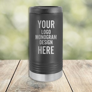 Slim Can Cooler - Custom Image, Logo, or text Engraved Vacuum Insulated - 12 oz 16 oz Can or Bottle - SCC0000