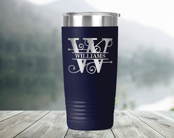 Monogram Letter - Gift for Family - Vacuum Insulated Engraved Tumbler Coffee Tea 20 oz Travel Mug - ET0286