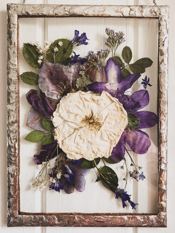 Pressed flower frame, Botanical Art Frame, pressed Rose flowers art, flower  gift collage, christmas present, gift for her, gift for mom
